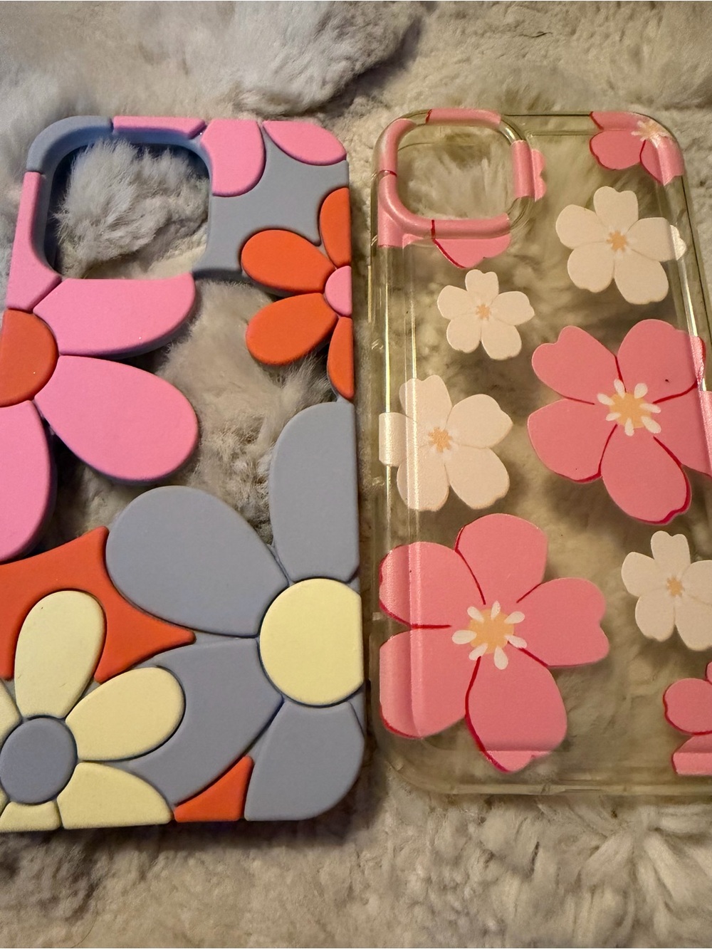 SHEIN Pink Floral Clear & Silicone Phone Case Duo for iPhone 15 plus